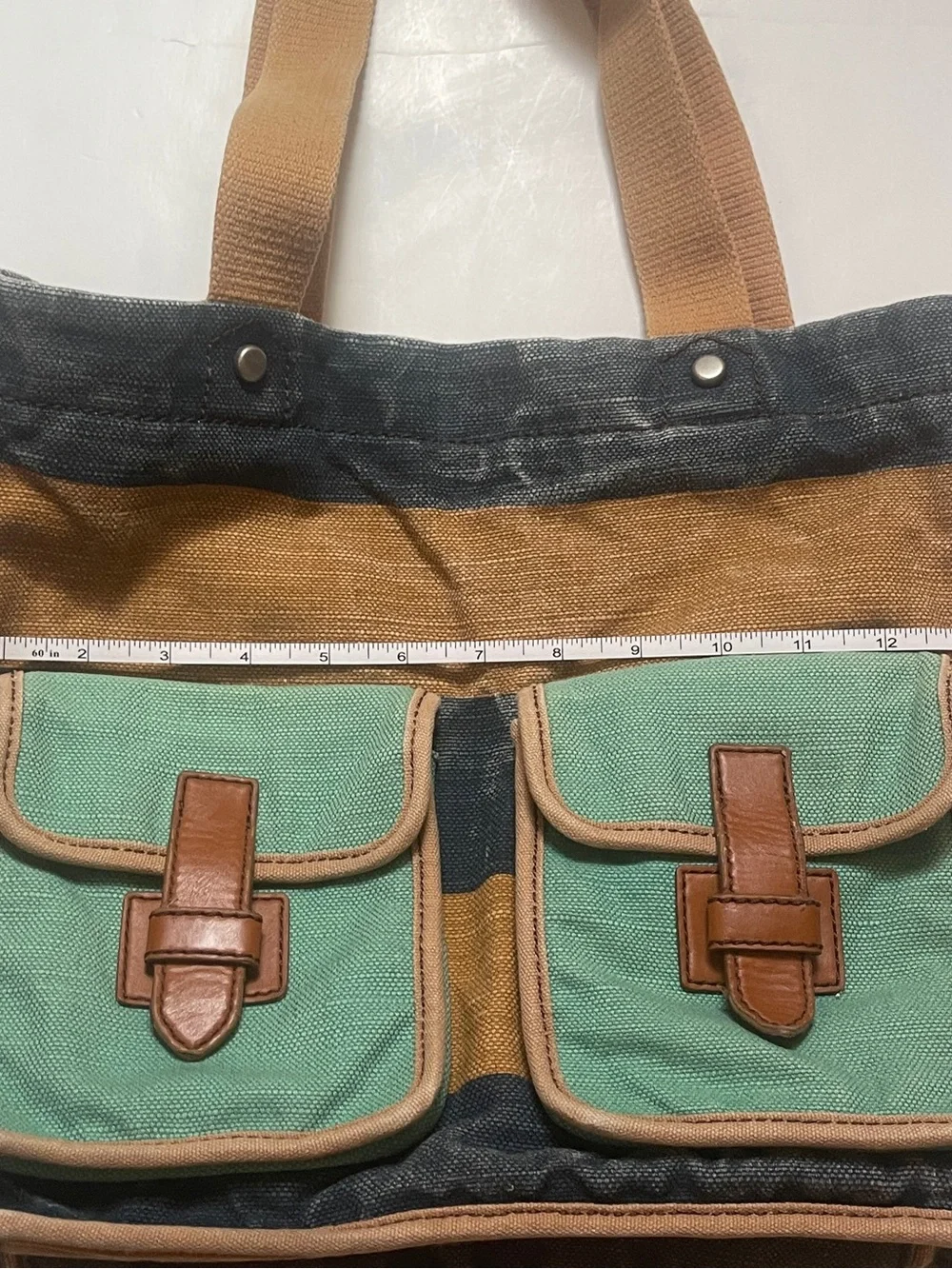 Fossil Vintage Canvas Two-Pocket Tote Bag